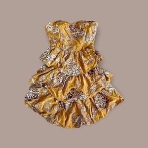 NWOT ANTHROPOLOGIE MOULINETTE SOEURS Gold Ruffle Dress